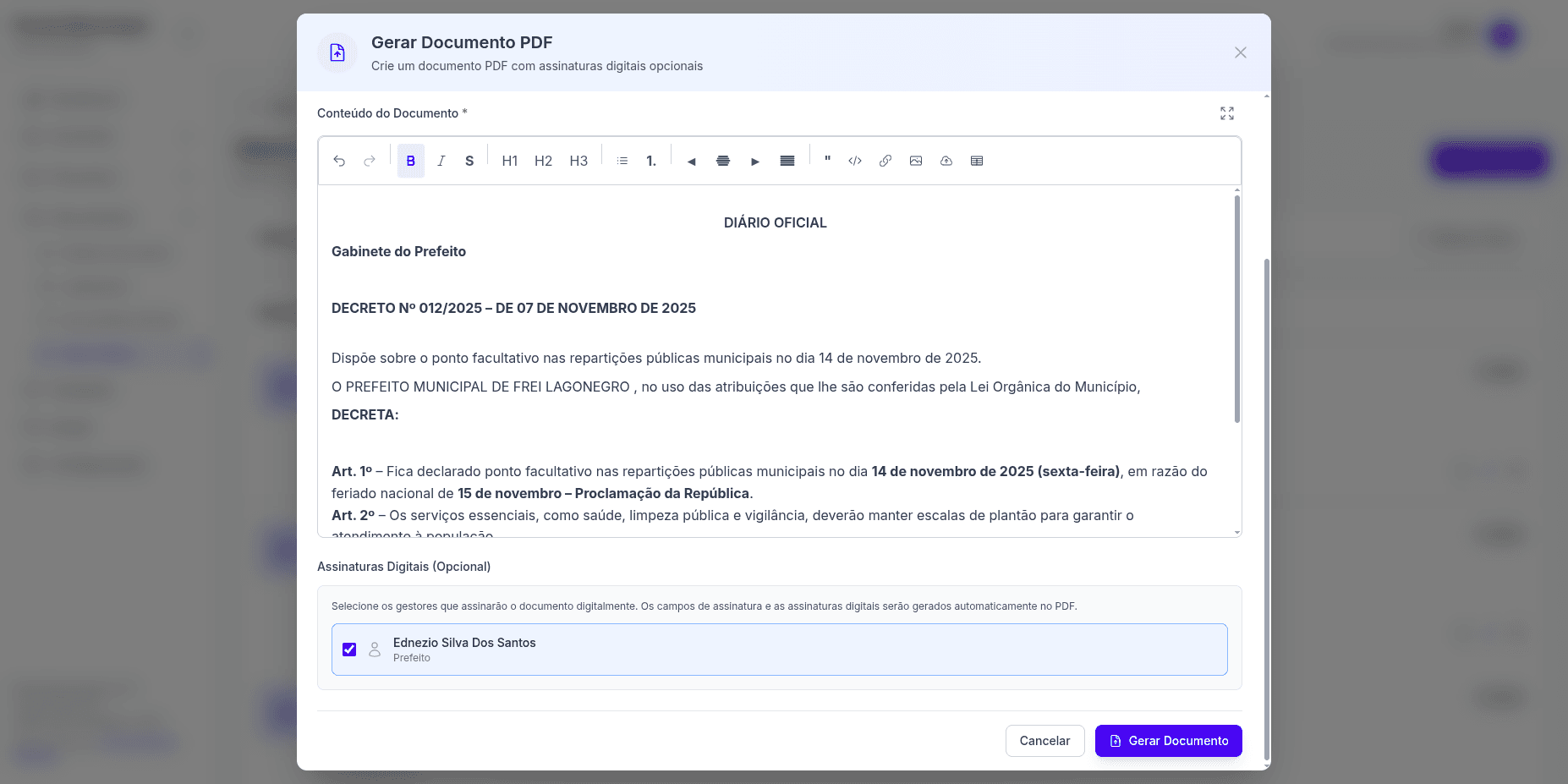 Documentos Padronizados e Assinados