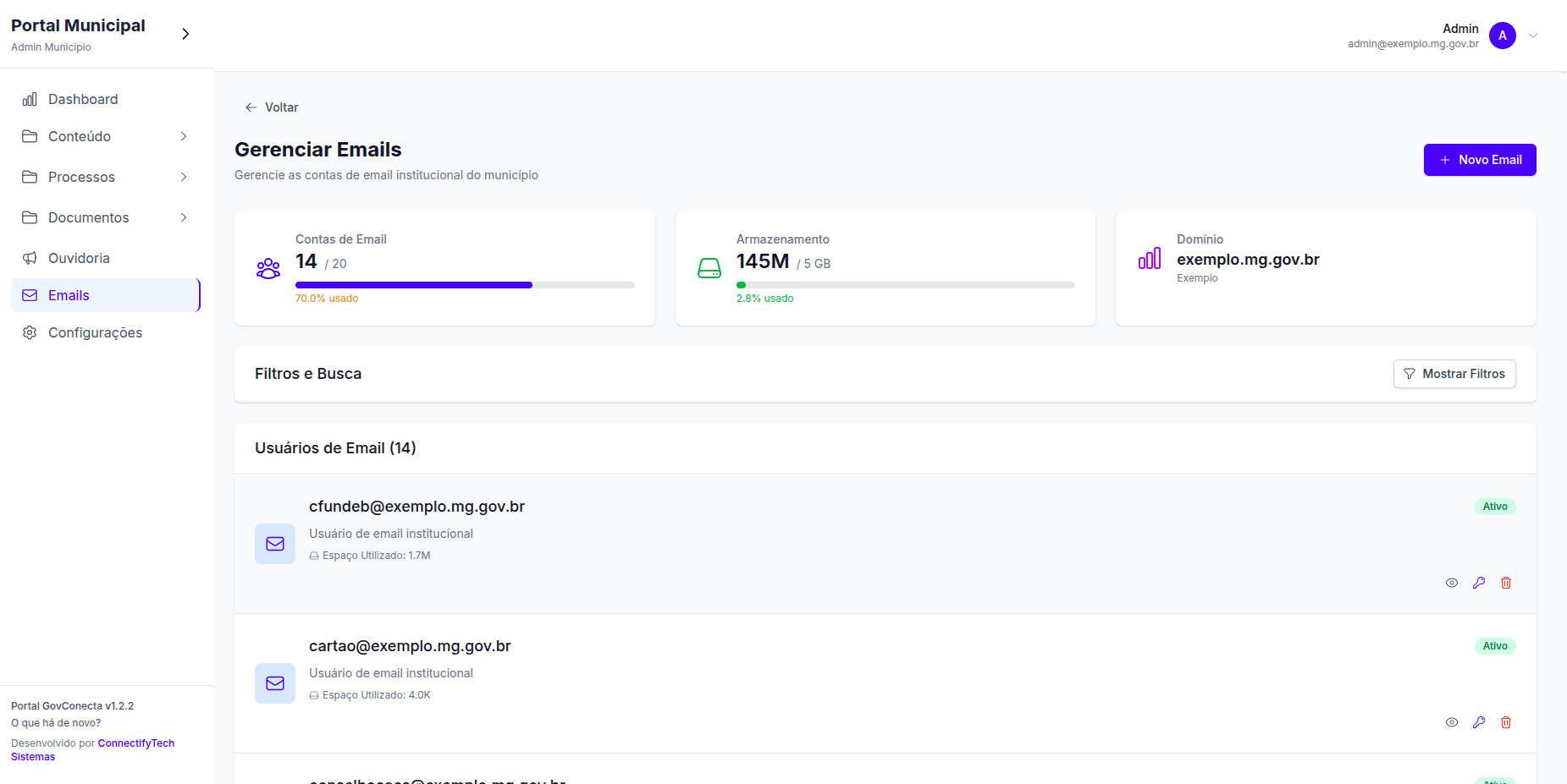 Emails Institucionais