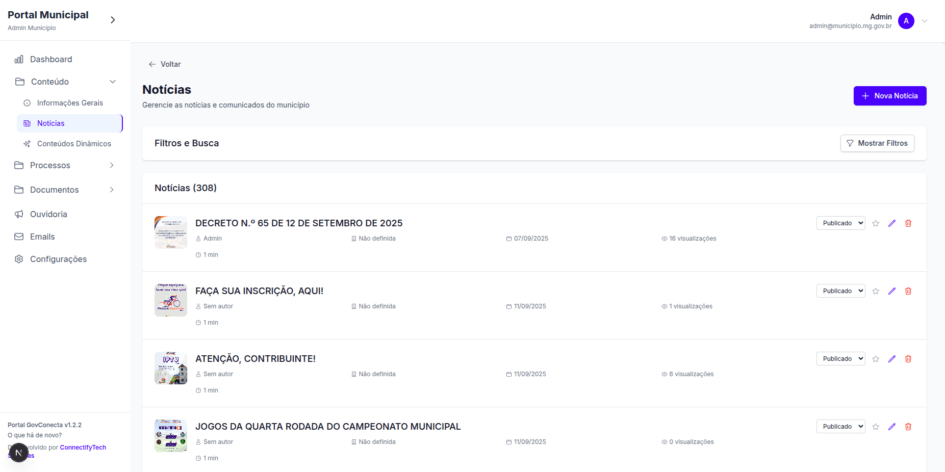 Gestão de Notícias