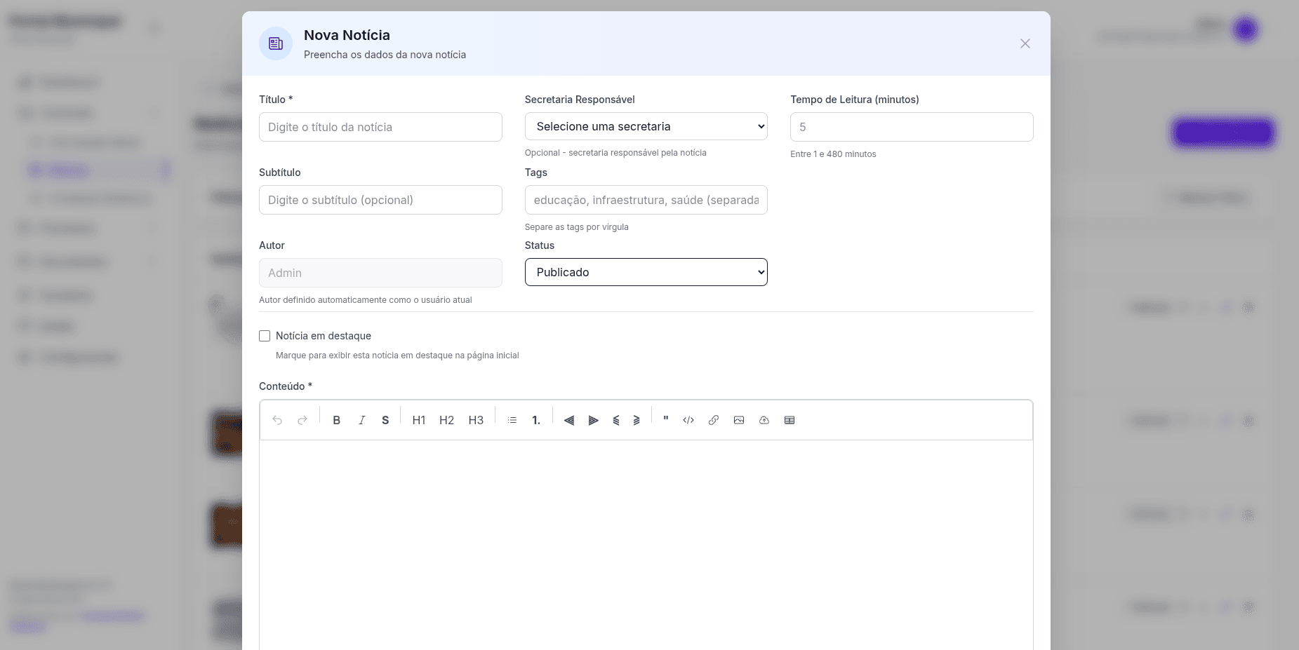 Gestão de Conteúdo Simples e Eficiente